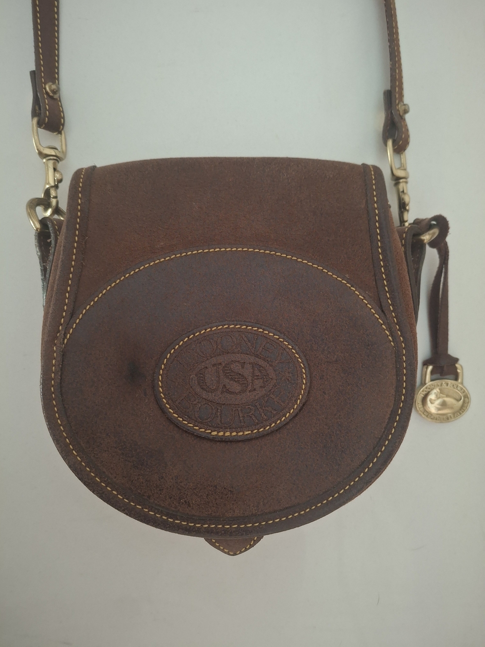 Vintage Dooney & Bourke Chestnut Brown Leather Saddle Crossbody
